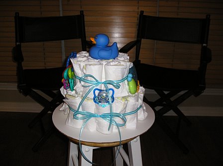 This is a baby boy diaper cake!